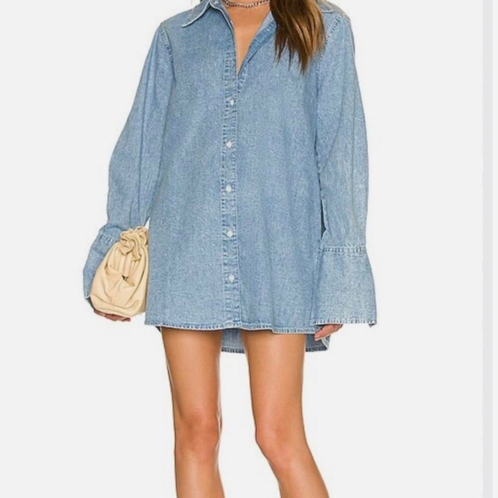 WeWoreWhat Blue Long Sleeve Denim Dress